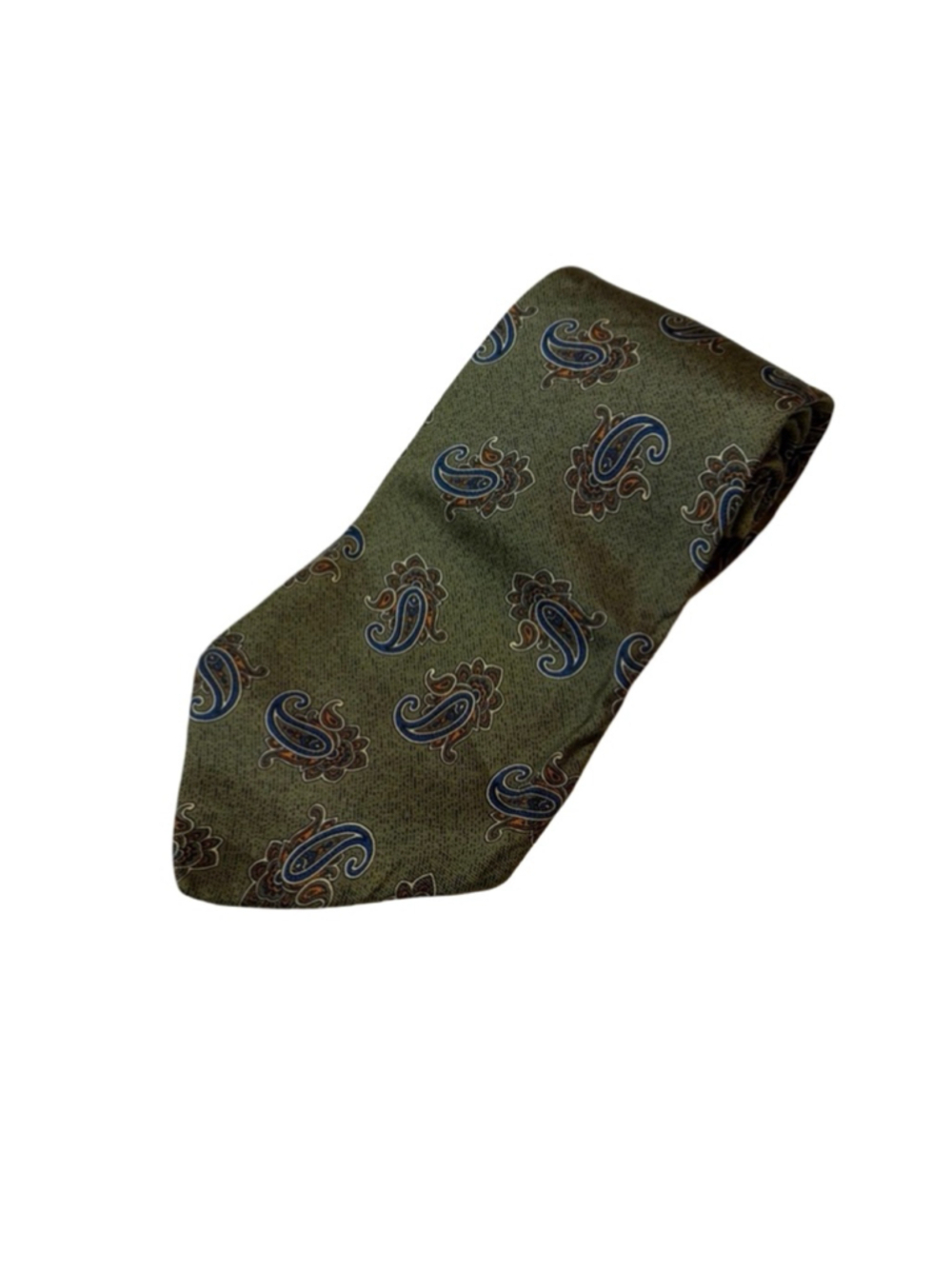 Emilio Pucci Silk Tie Green Paisley Italy Luxury Designer Vintage